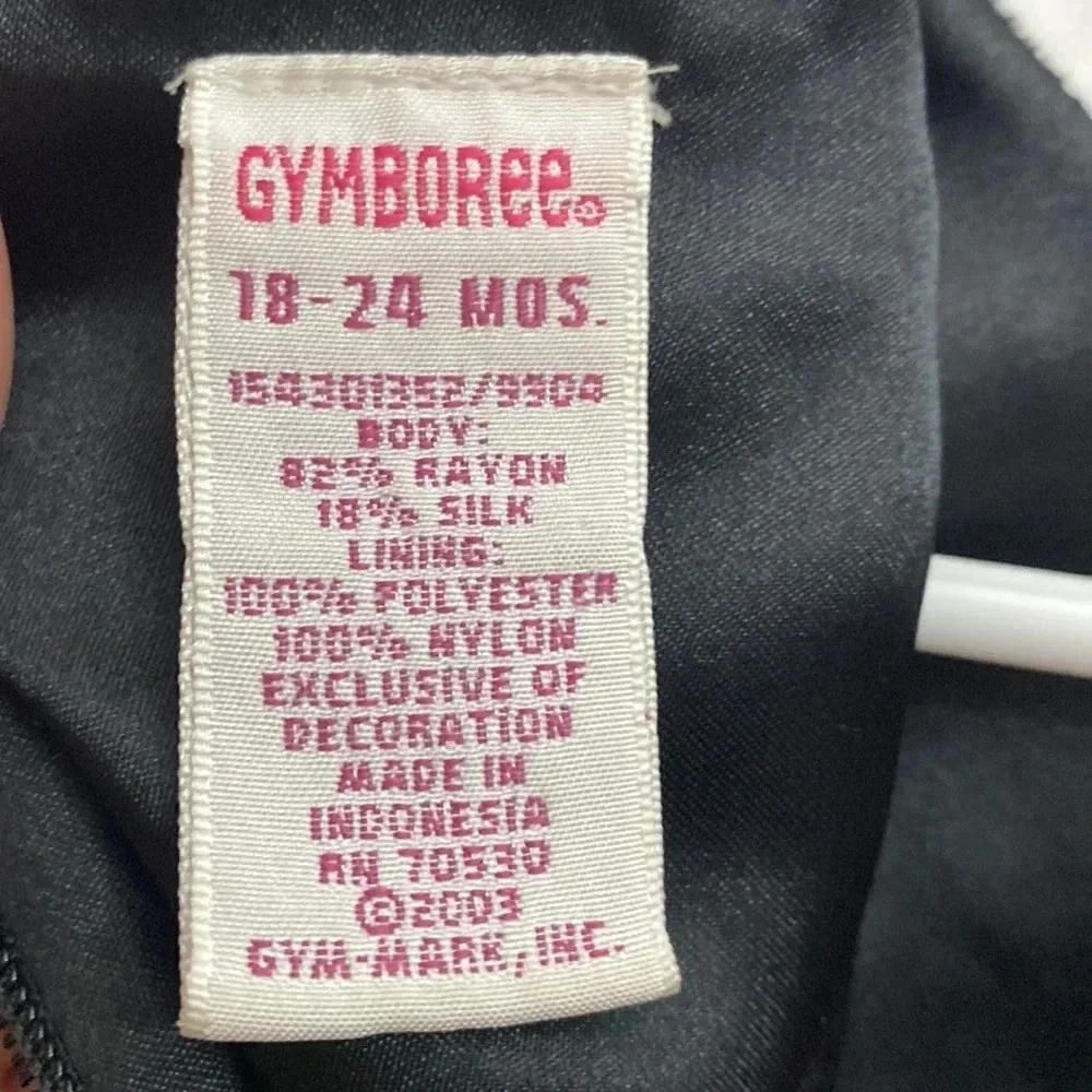 Vintage Gymboree Black Velvet Dress Silk Rayon Blend with Embroidered Flowers